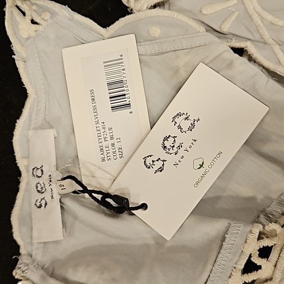 💕SEA NEW YORK💕 Blaire Eyelet Sleeveless Midi Dress ~ Blue 12 NWT - Picture 16 of 16